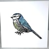 Blue Tit Lino Print Card