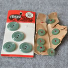 DESTASH: Vintage 2-Hole Green Plastic Buttons on Original Cards (10mm and 15mm)