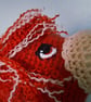 Crocheted Highland coo trophy head on wooden board - Image 4