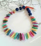 Designer Multicoloured Agate Silver Plated Necklace  - Image 3