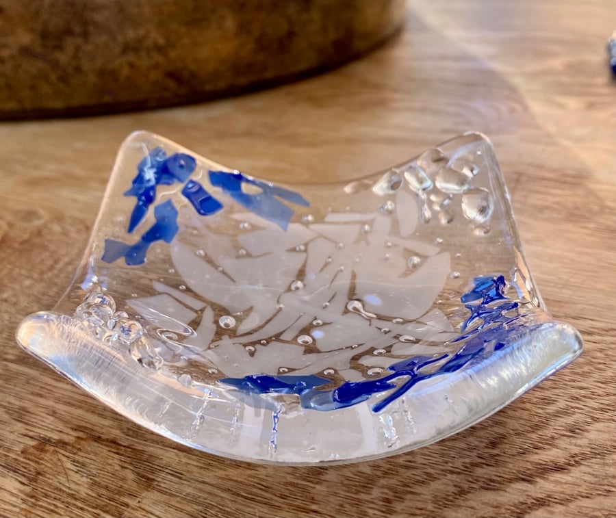 50% SALE! Handmade fused glass dish