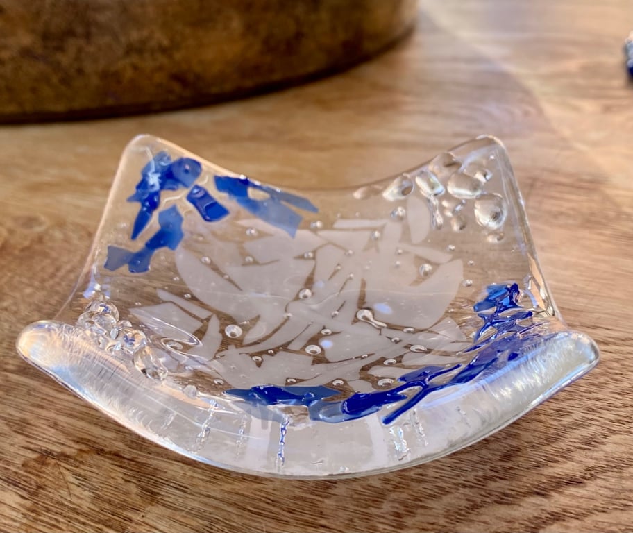 50% SALE! Handmade fused glass dish