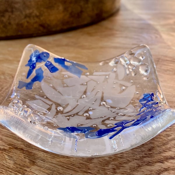 50% SALE! Handmade fused glass dish