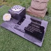 Engraved Grey Granite Memorial Plaque Flat Grave Stone Marker Vase Headstone