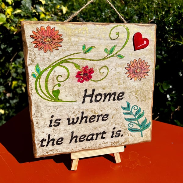 Home is where the heart is. Bespoke wooden plaque 