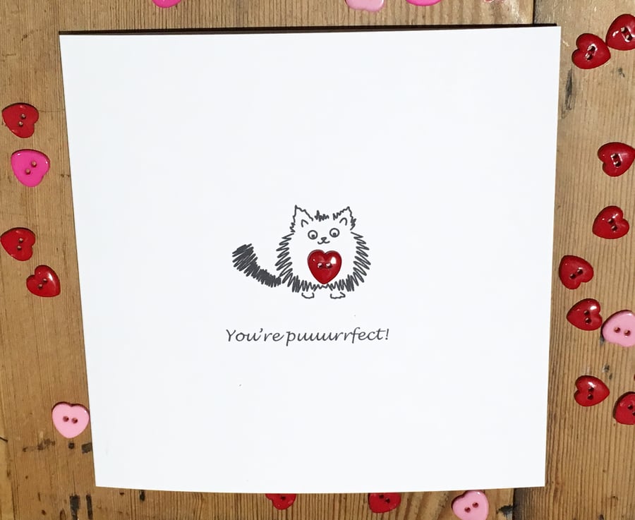 Cat Valentine Card - Valentine's Day Card