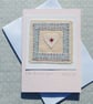 Hand-stitched miniature embroidery worked on heart mounted on greeting card - Image 4
