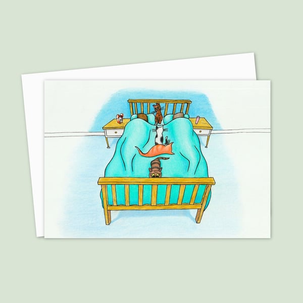 Cats and Kittens Greeting Card: Hand Drawn Illustration for a Cat Lover (111)