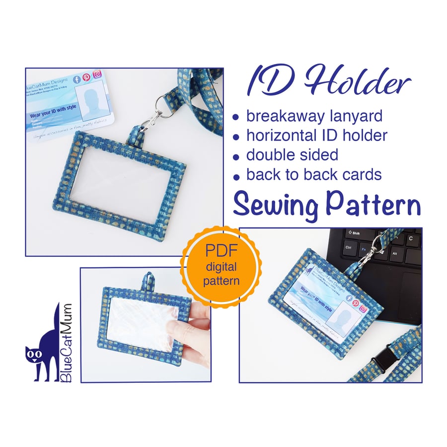 ID holder Sewing Pattern, PDF Digital Tutorial DIY, Gift for Teacher