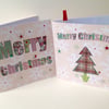 Christmas Card pk of 4,'Festive Tartan',Alphabet Merry Xmas Design,Handmade