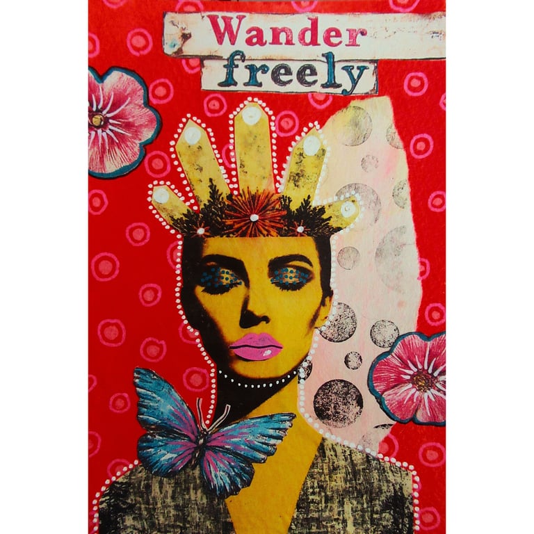 Feminist Pop Art Painting Inspiring Dreamy Journey Inspired Mixed Media Artwork 