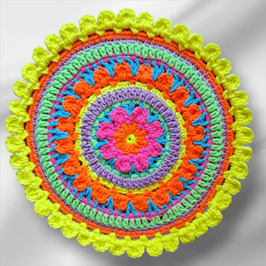 colourful crochet mandala doily