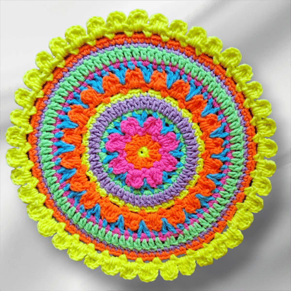 colourful crochet mandala doily