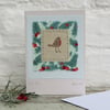 Sweet little robin hand-stitched Christmas card for someone special!