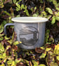 Slate grey lighthouse design laser etched enamel mug