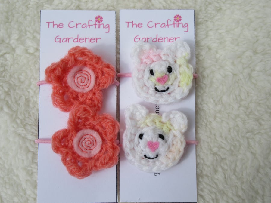 Bear hair bands, cute crochet teddy bear hair accessories 