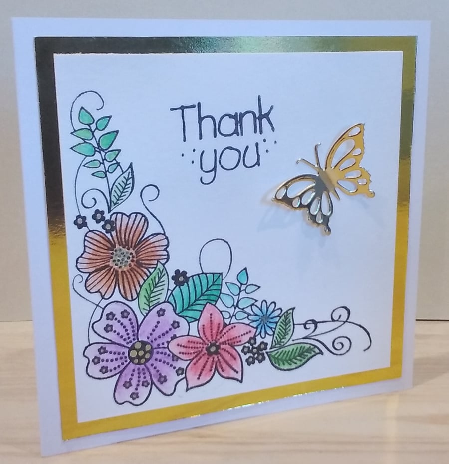 Thank you card, Floral corner