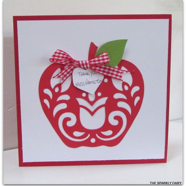 Paper Cut Thank You Teacher Apple Card