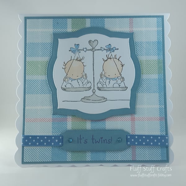 Handmade twin babies card