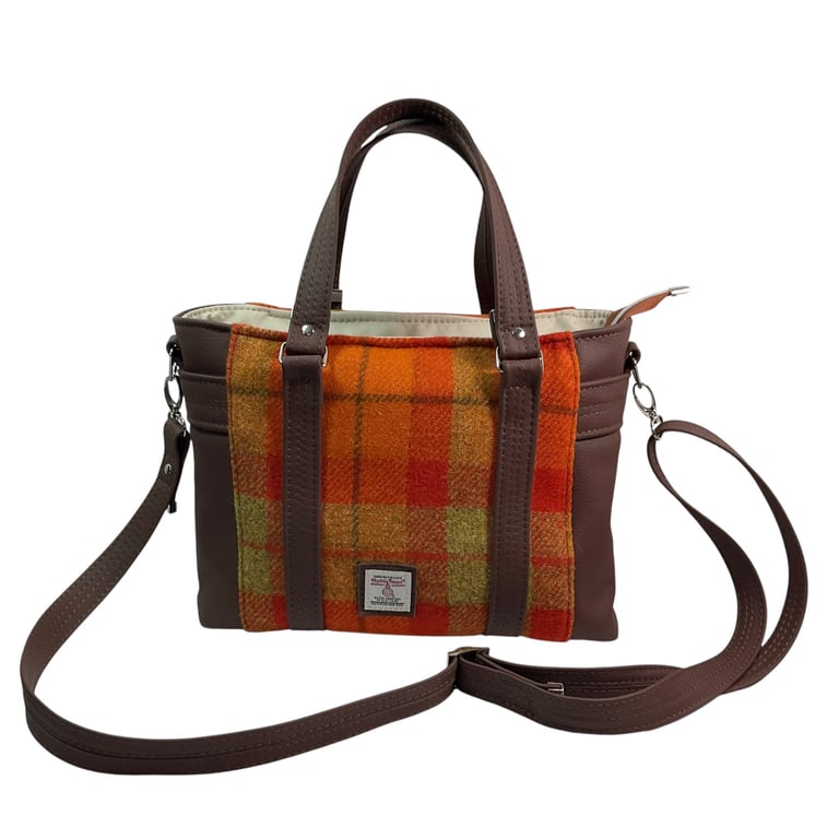 Harris tweed and genuine leather  Crossbody Handbag 