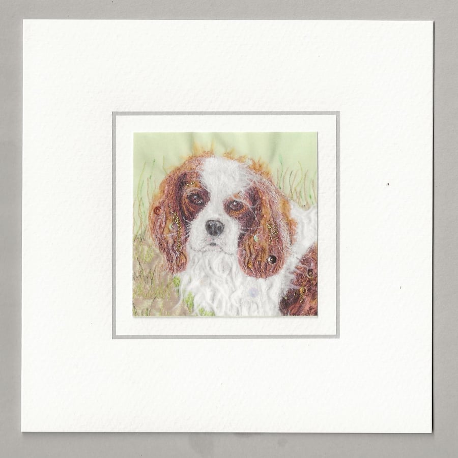 King Charles spaniel, dog handmade card