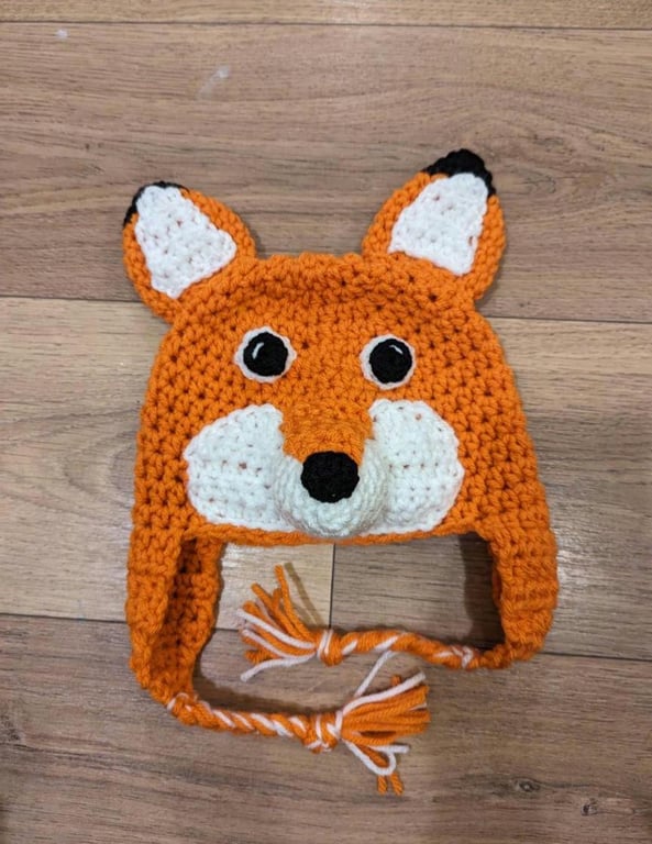 Fox hat, winter novelty crochet hat, toddler, child and adult size