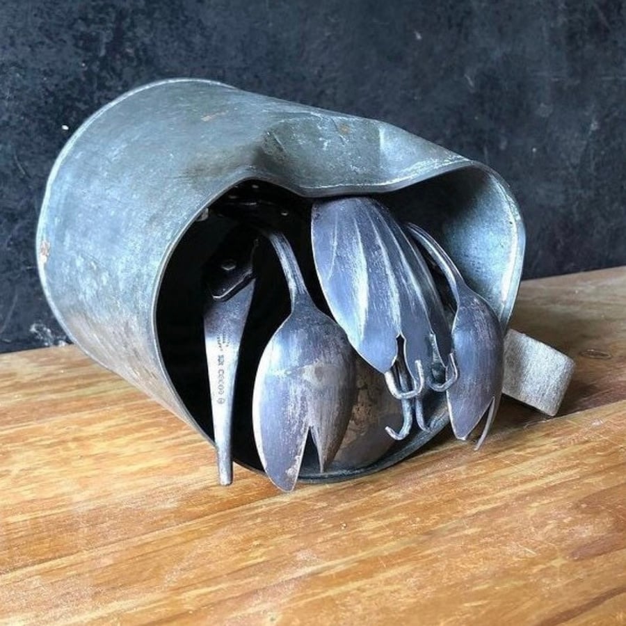Large Hermit crab scrap cutlery sculpture