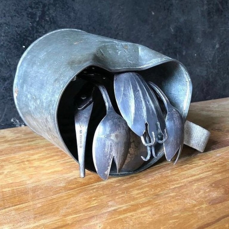 Large Hermit crab scrap cutlery sculpture