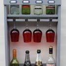 Wine & Champagne painted rack, 8 bottles (double 4) & 8 glass's