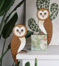 Barn owl door topper, hand painted wooden bird wall art, forest theme decor. - Image 2