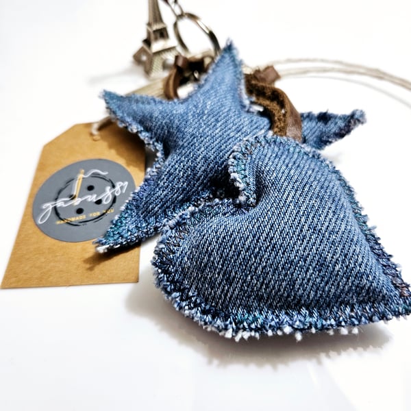 Jeans bag charm,  sustainable accessories 