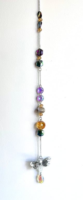 Handmade Beaded Suncatcher - Bee (Orange)