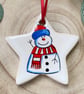 Ceramic Snowman Star Hanging Decoration Tag