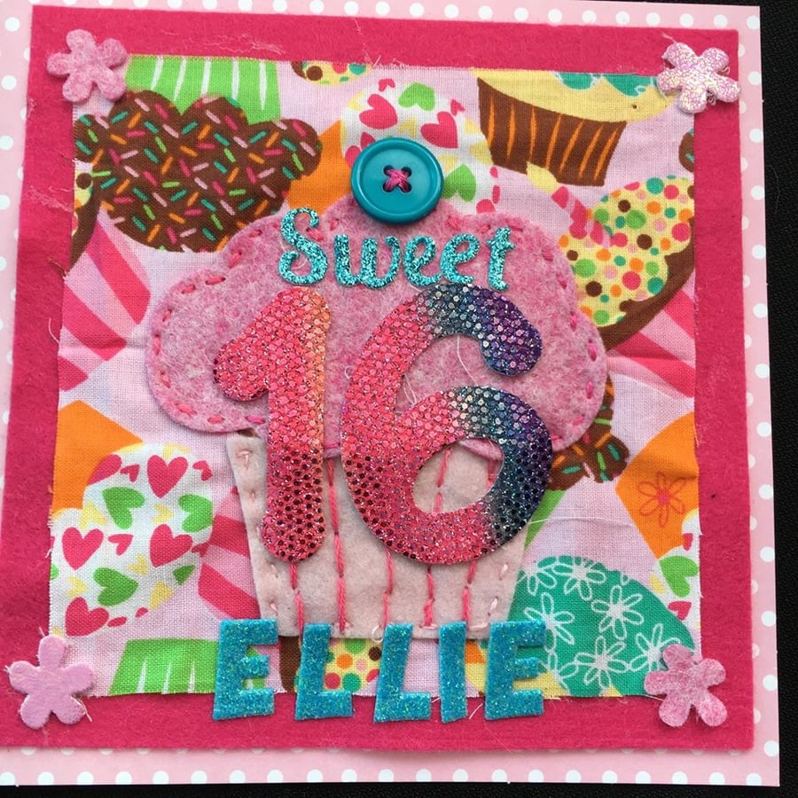 16th birthday card - Cupcakes