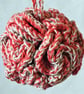 Crocheted shower scrunchie - blue or coral available - Image 2