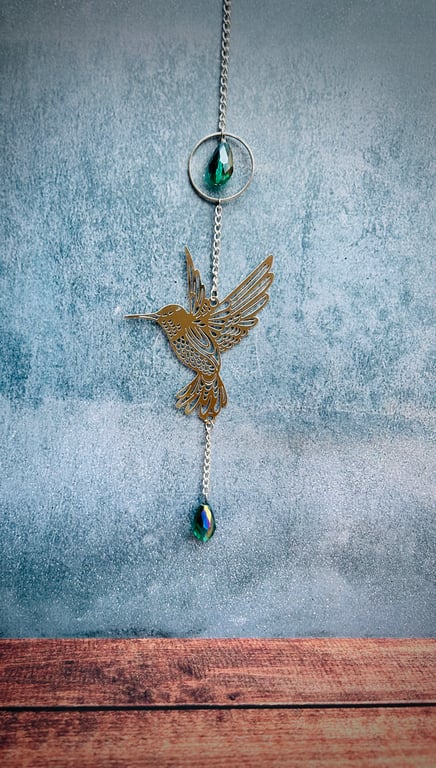 Hummingbird Crystal Window Hanging