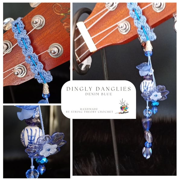 Denim Dingly Dangly   Ukulele Headstock Wrap