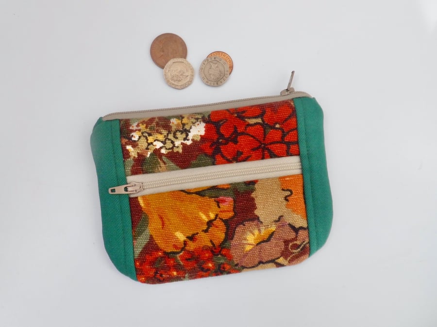 SOLD Two section coin purse Liberty floral fabric