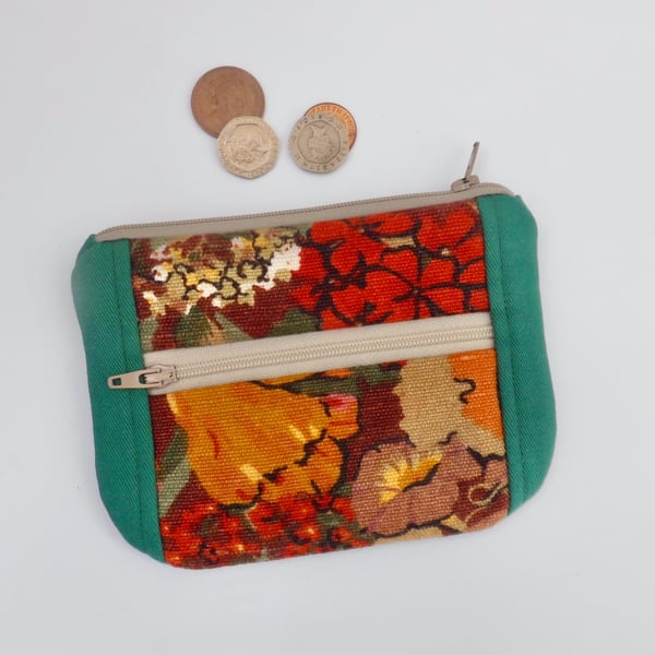 Two section coin purse Liberty floral fabric