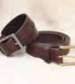 1.25" brown leather belt; choice of buckle - Image 4