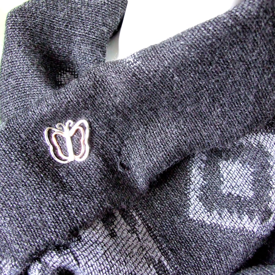 Reserved - Butterfly Brooch. Copper and Sterling Silver Lapel or Shawl Pin 