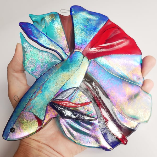 Fused Glass Fish Sun catcher  Betta  Siamese Fighting Fish