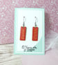 Bright red dangle earrings, minimalist bright drop earrings