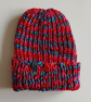 HAND KNIT Ladies Red Fruity Ombre Beanie Hat