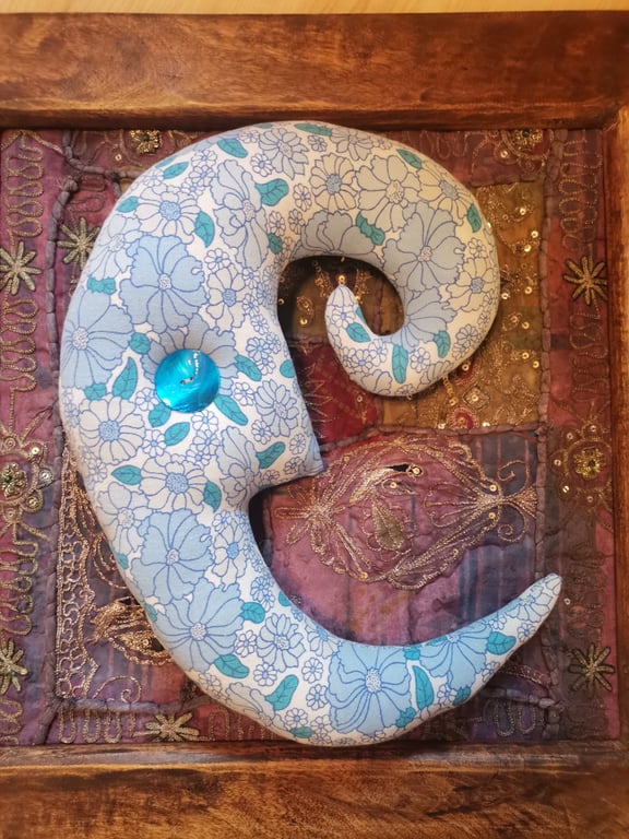 Moon wall hanging, vintage textile moon 