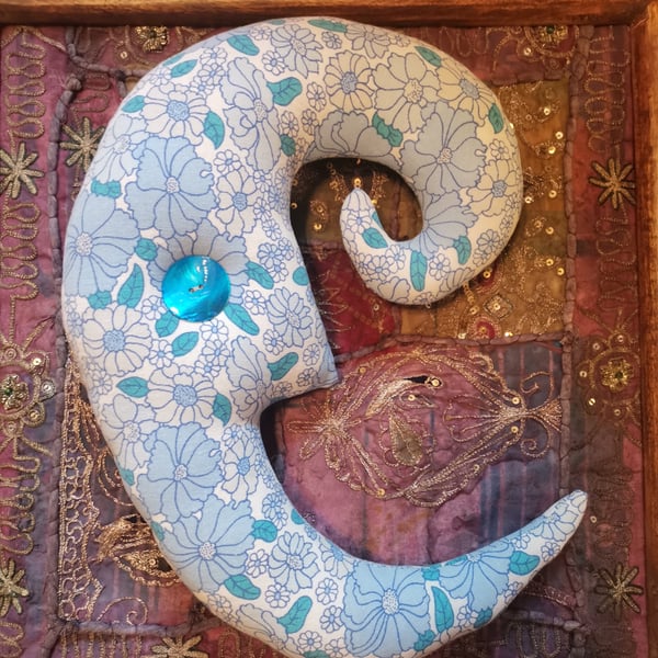 Moon wall hanging, vintage textile moon 