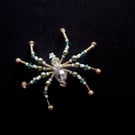 Beaded Christmas Spider Decoration. Teal & Bronze Legend of the Christmas Spider