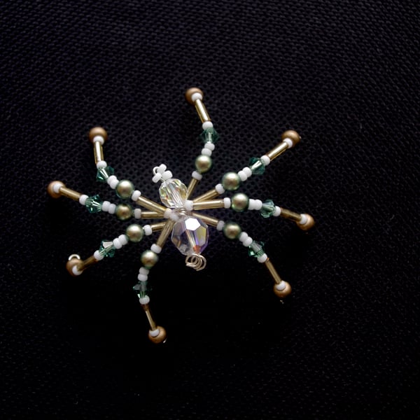 Beaded Christmas Spider Decoration. Teal & Bronze Legend of the Christmas Spider