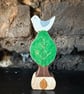 Bird in Tree Wooden Ornament - Handmade Folk Art Shelf Decoration