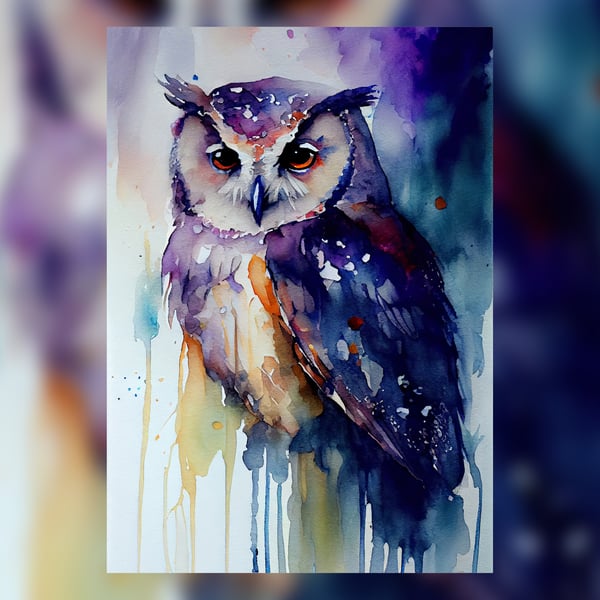 Brown Owl, Watercolor Painting Print, Wildlife-themed Art, Available in 5x7